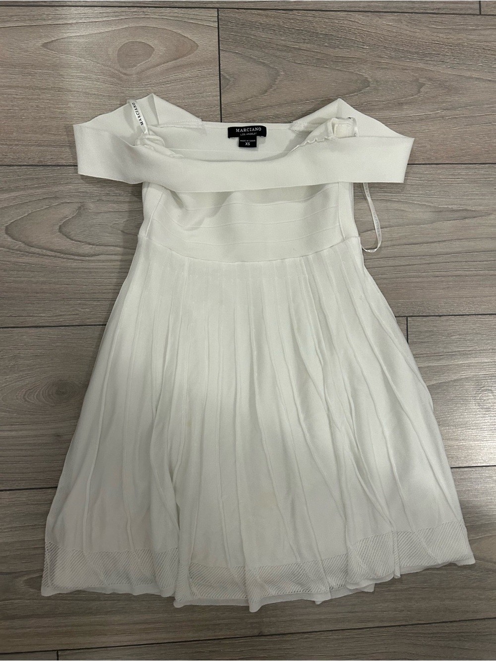 Marciano Girls' White Off-Shoulder Pleated Party Dress